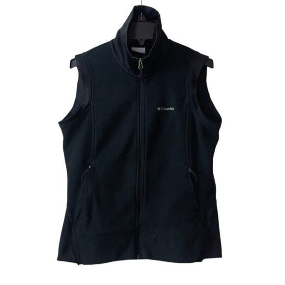 Columbia Fleece Falls Vest Womens Large Black High Neck Warm Flexible Outdoor - Picture 1 of 12